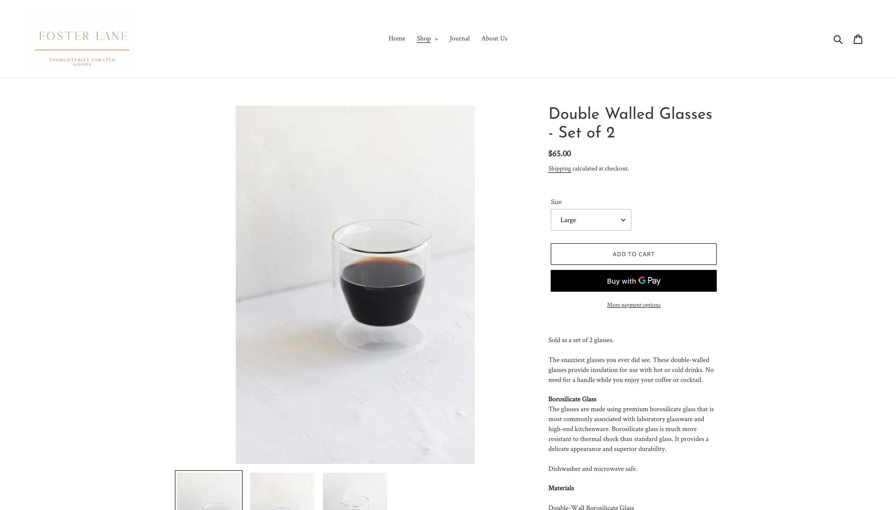 Screenshot of Fosterlaneshop.com ecommerce section